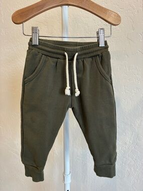 Kids Olive Green Drawstring Jogger Pants